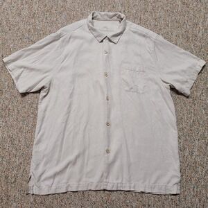 Tommy Bahama‎ Shirt Mens XL White Silk Floral Button Up Hawaiian Aloha Camp Tiki